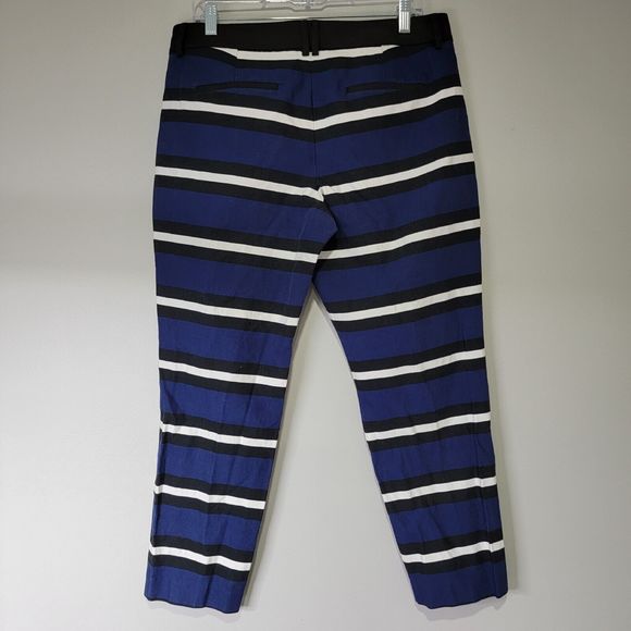 Express Editor Blue/Black/White striped Ankle Pants Size 12R - Picture 2 of 8